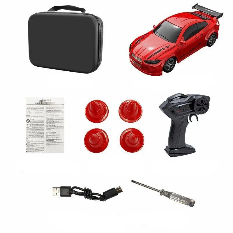 Mini coche teledirigido de drift con control remoto y faros LED
