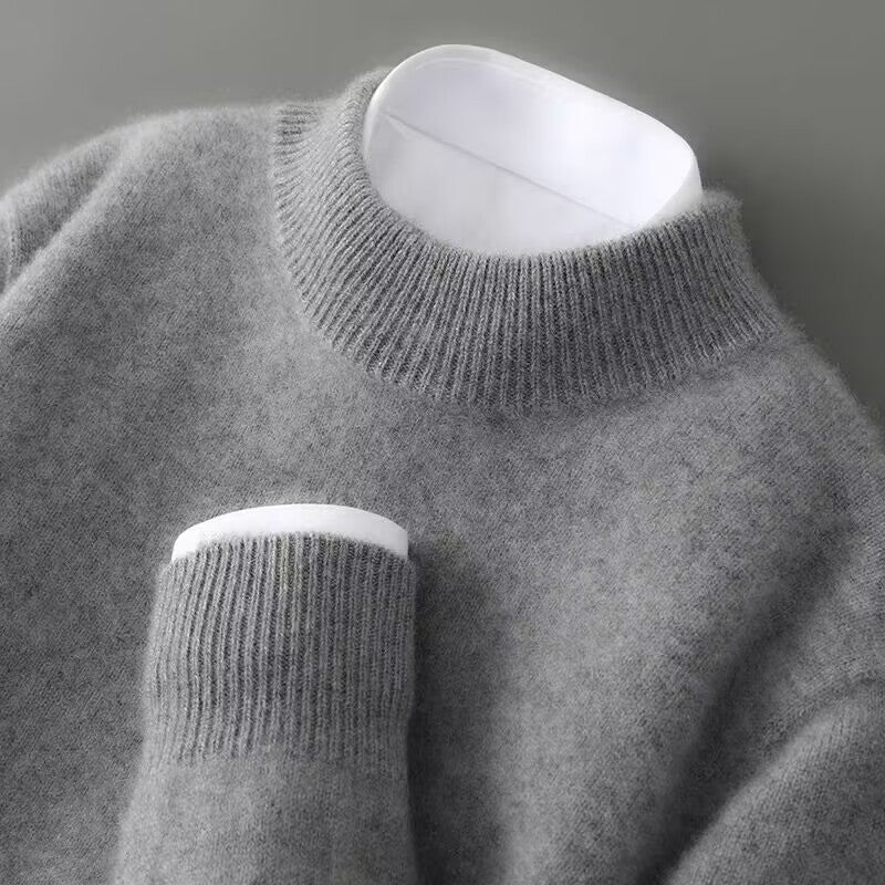 Ladies' Elegant Knitted Jumper with High Neck and Ribbed Cuffs