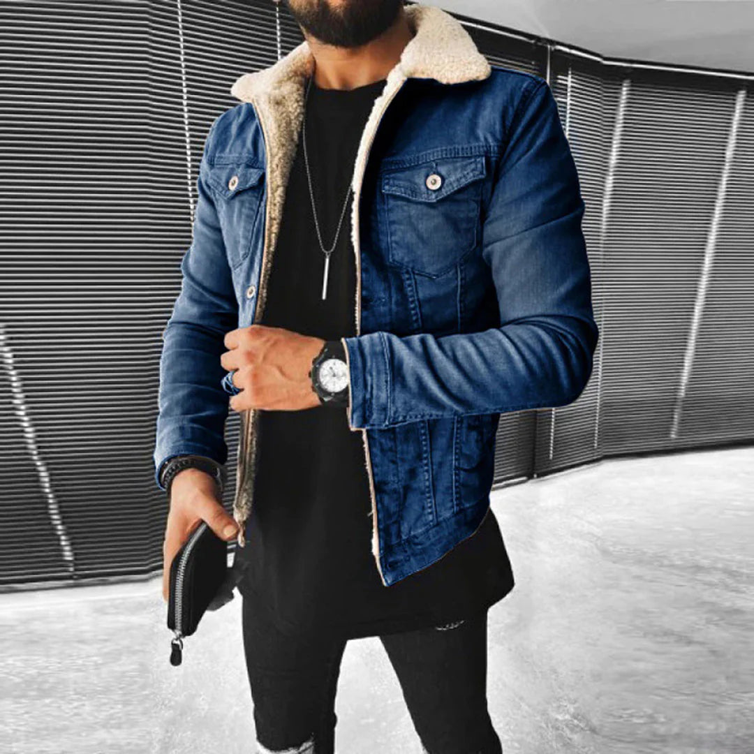 Men's Denim Jacket with Fleece Lining