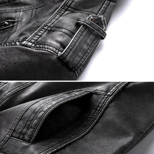 Black Leather Jacket with Timeless Vintage Look