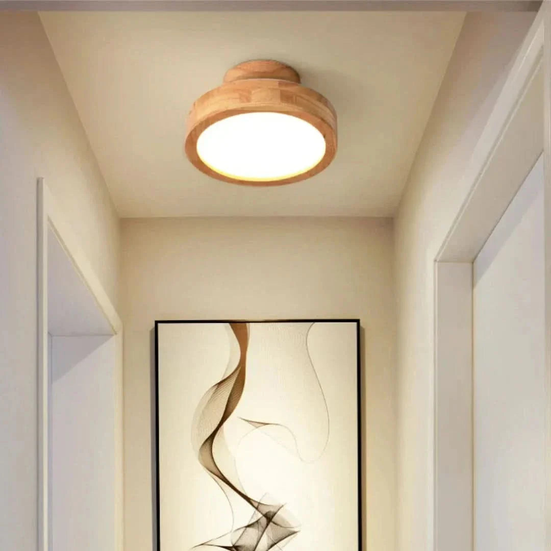 NordicGlo - Round Scandinavian Solid Wood Ceiling Lamp
