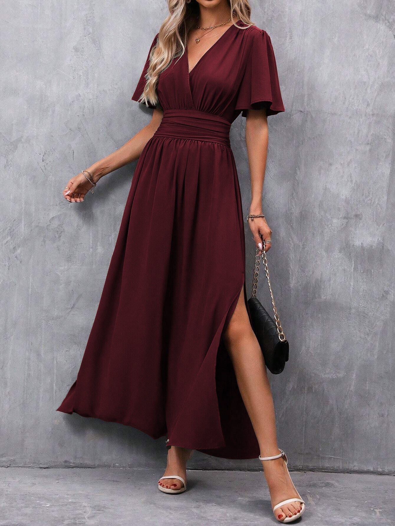 Elegant V-Neck Maxi Dress for Women