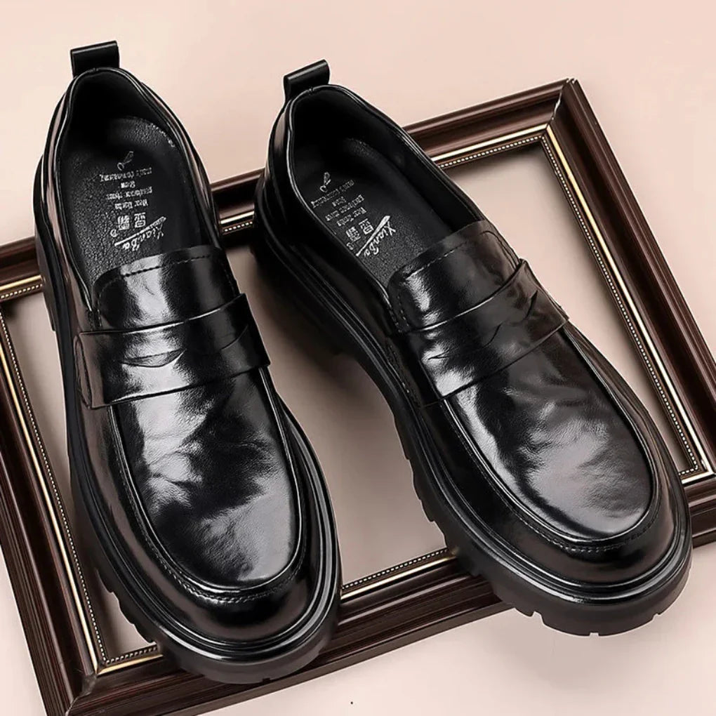Men's Leather Penny Strap Moc Toe Loafers