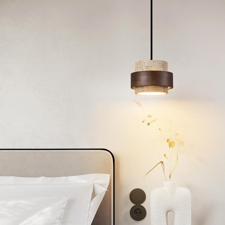 Candeeiro suspenso retro minimalista com travertino amarelo
