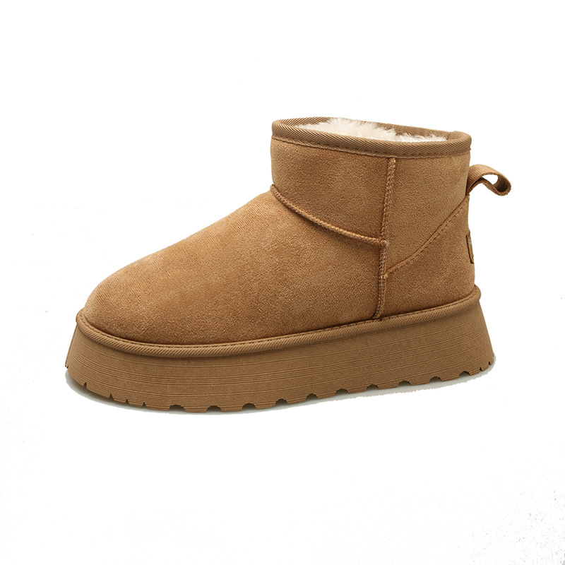 Bottines d’hiver tendance à semelle plateforme pour femme, avec doublure en polaire