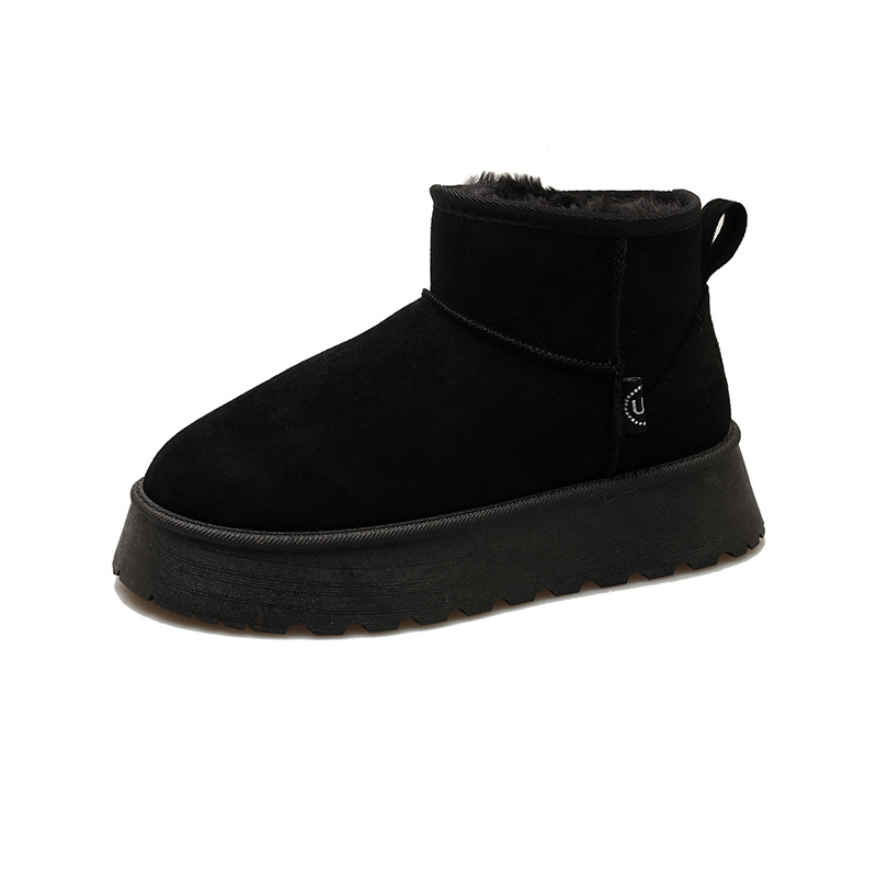 Bottines d’hiver tendance à semelle plateforme pour femme, avec doublure en polaire