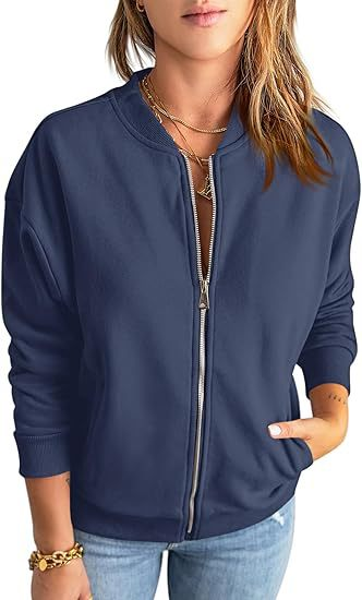 Ladies' Lightweight Bomber Jacket with Zip and Pockets