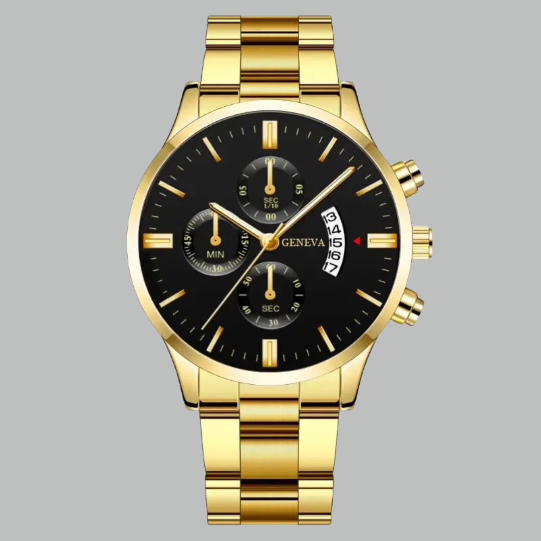 Men's Watch with Calendar, Stainless Steel Band and Scratch-Resistant Hardlex Glass