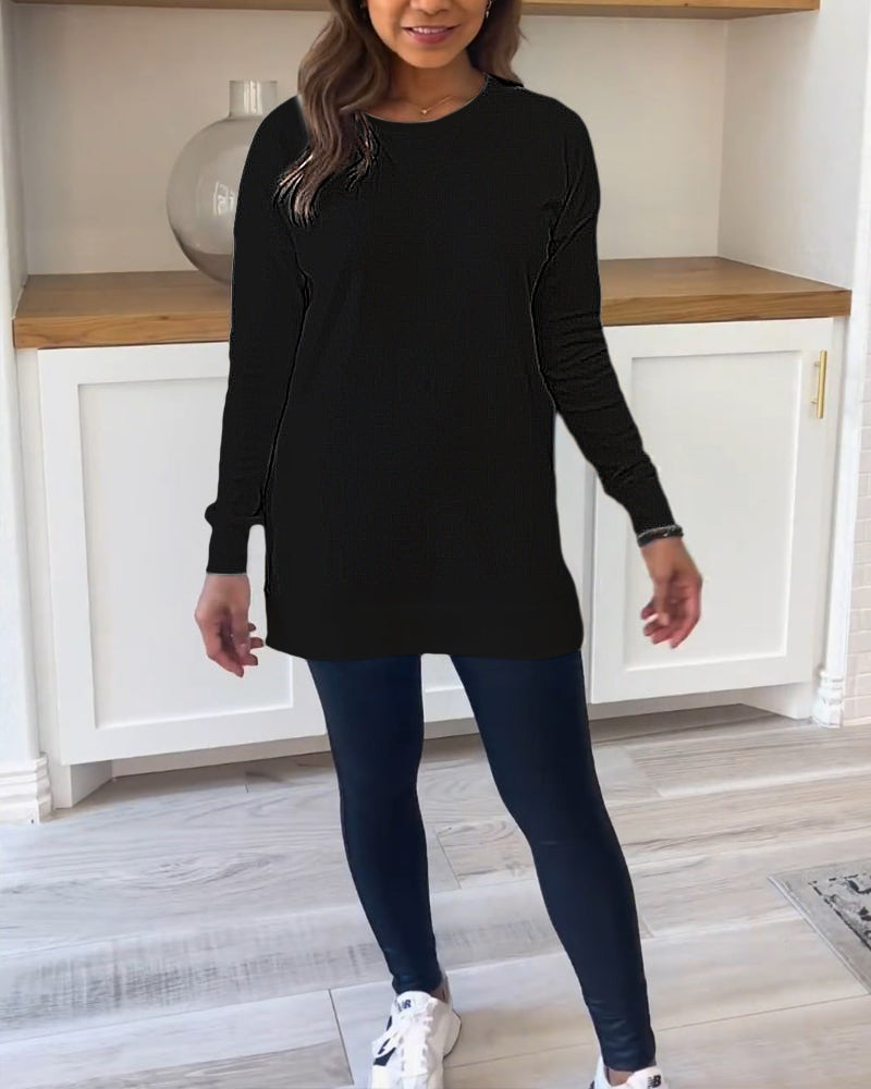 Plain sweatshirt with long sleeves