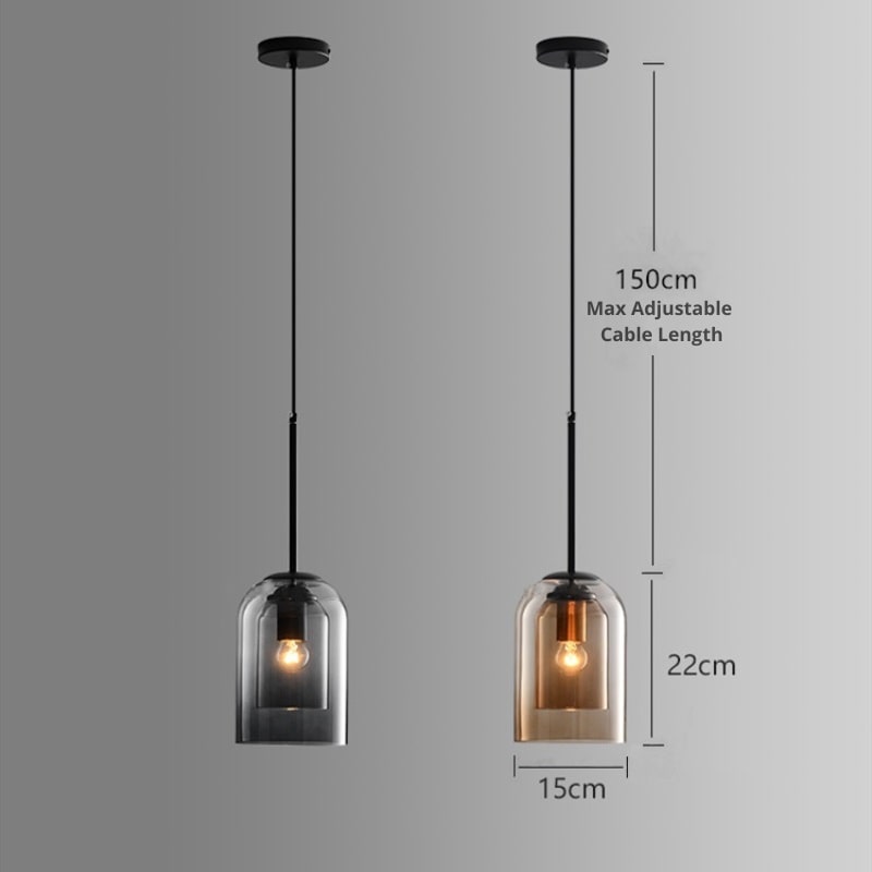 Retro Pendant Lamp with Double Glass – Stylish Lighting