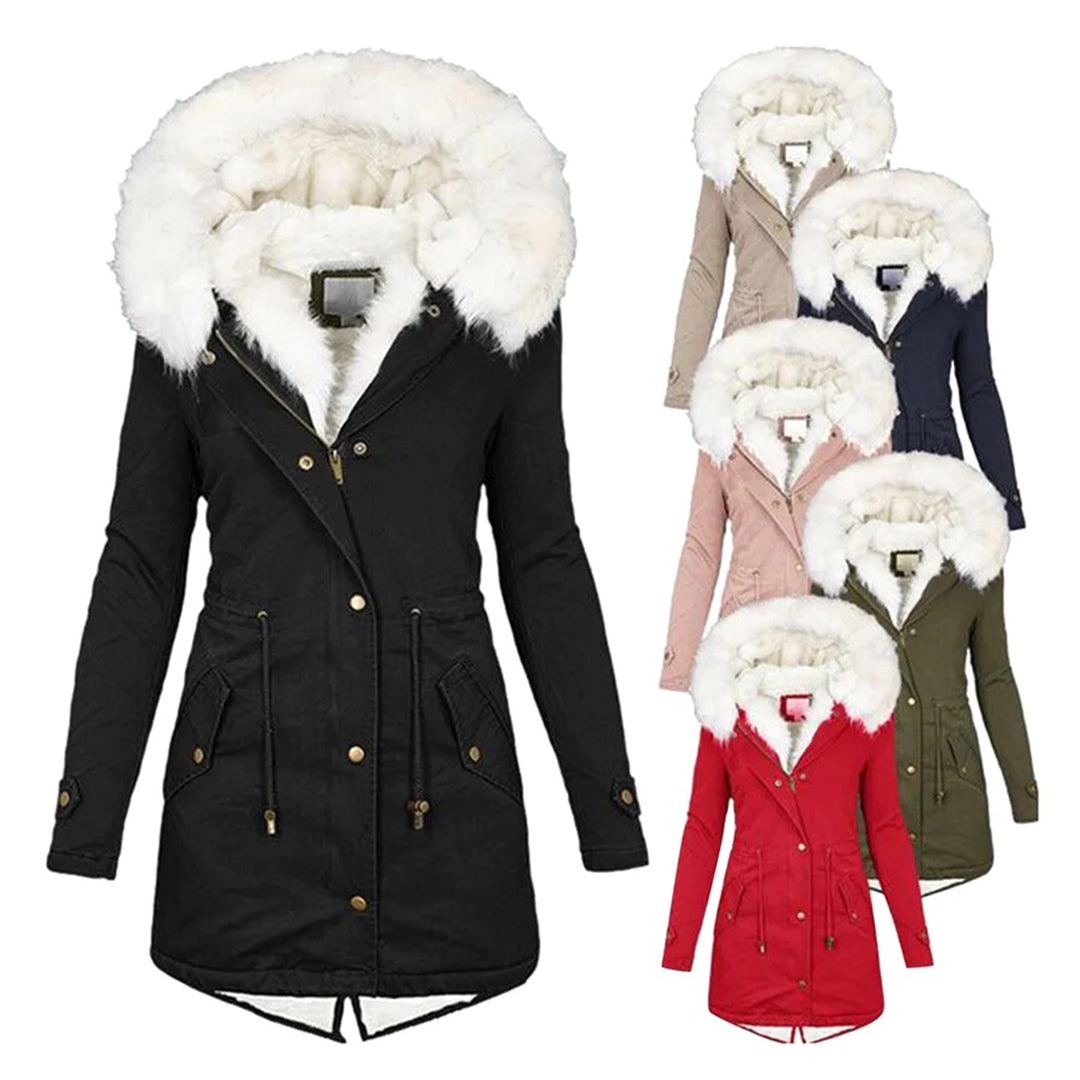 Long Winter Coat with Hood for Women - Zekenia