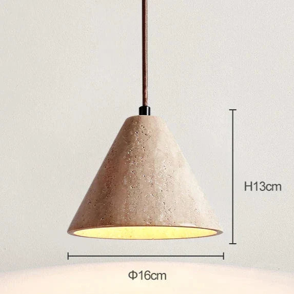 Candeeiro suspenso moderno em travertino com LED – Candeeiro elegante em calcário amarelo