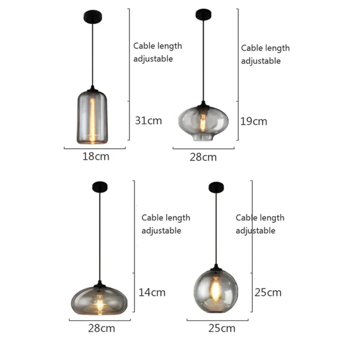 Lampada a sospensione Nordic Loft - Elegante paralume in vetro grigio