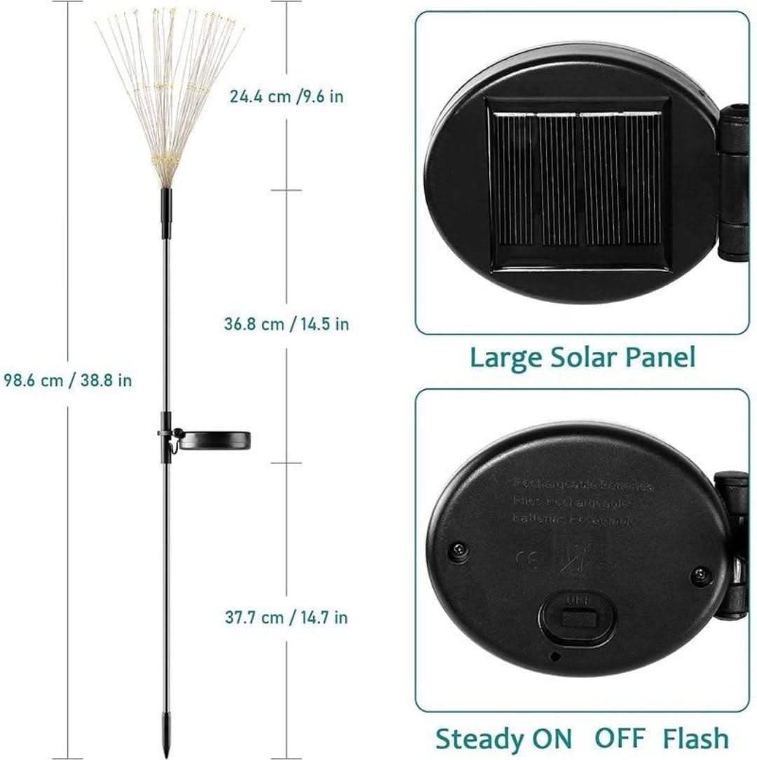 Luces solares LED de jardín con efecto de fuegos artificiales