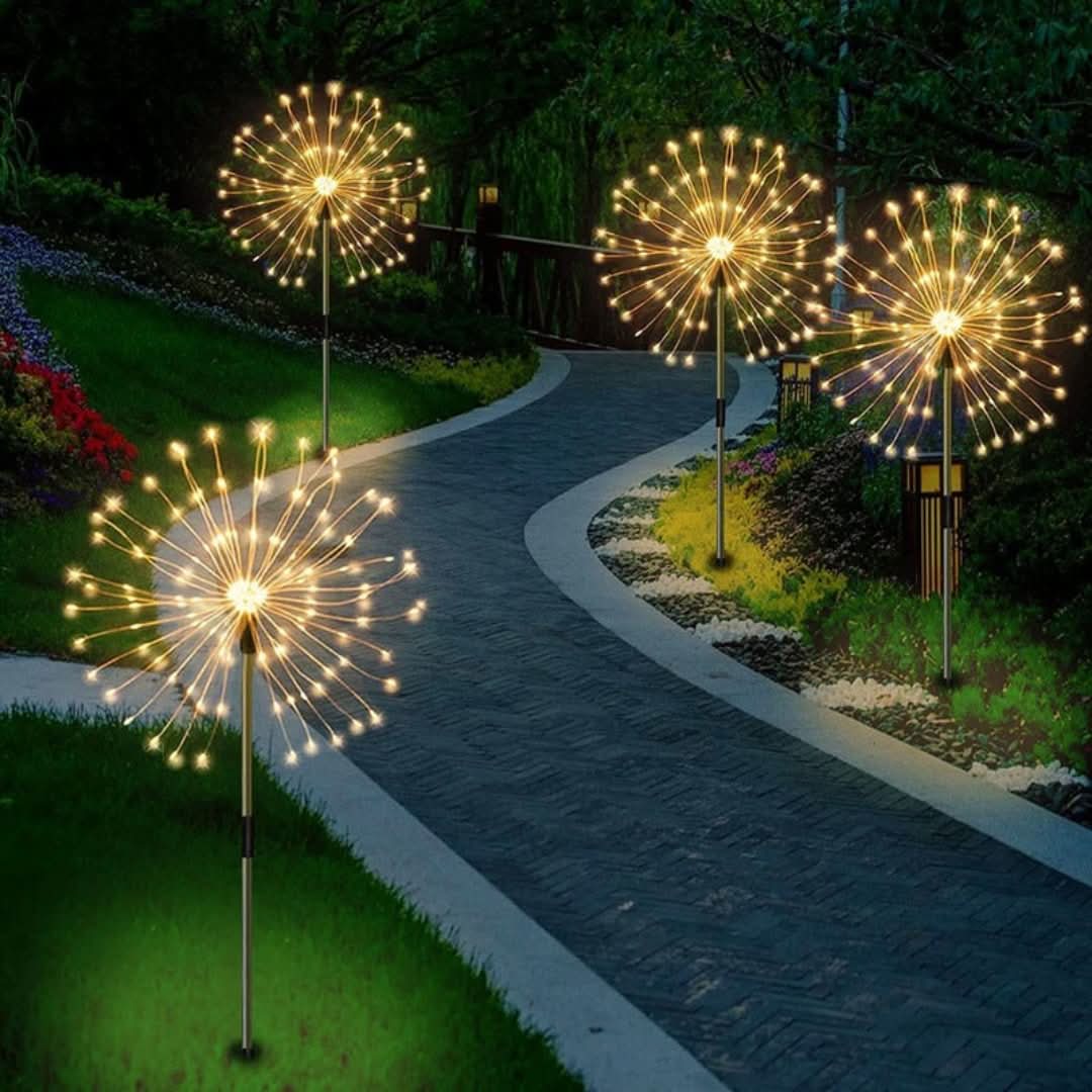 Luces solares LED de jardín con efecto de fuegos artificiales