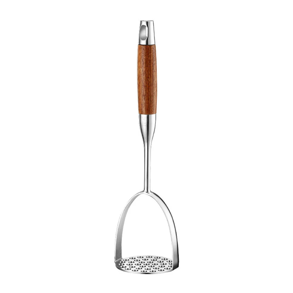 Stainless Steel Potato Masher - Wooden Handles - Durable and Efficient