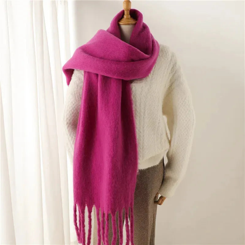 Schicker langer Winterschal mit Fransen für Damen