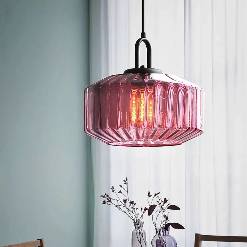 Candeeiro suspenso retro em vidro, ao estilo loft nórdico