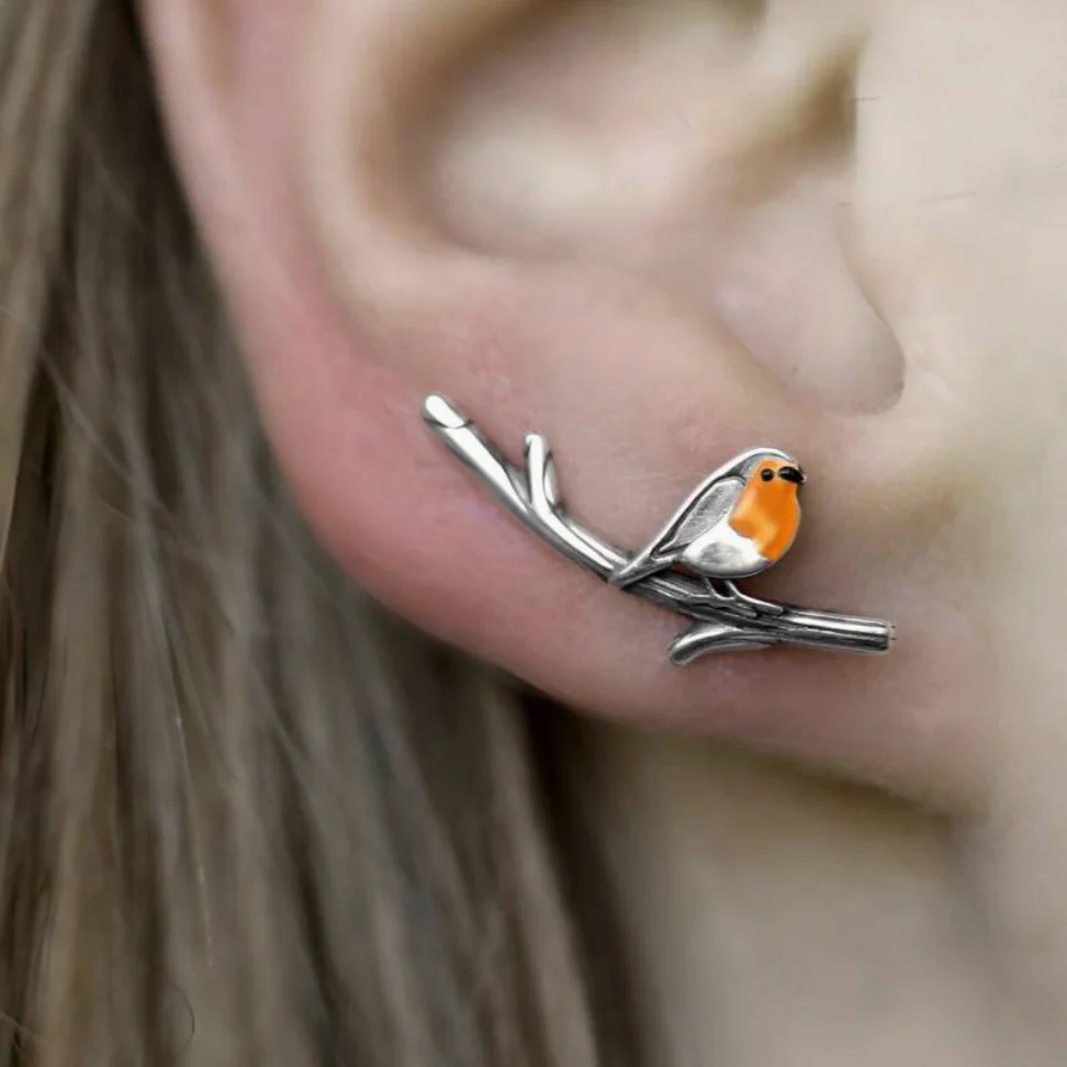 Oil-Coloured Bird Ring & Necklace Set