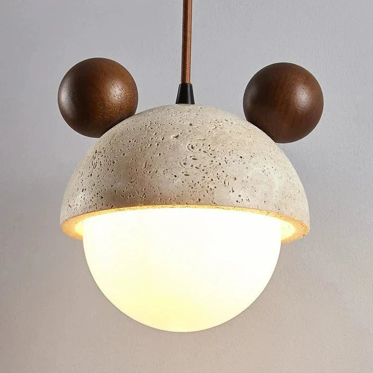Lampă suspendată elegantă Micky din travertin, cu iluminare LED