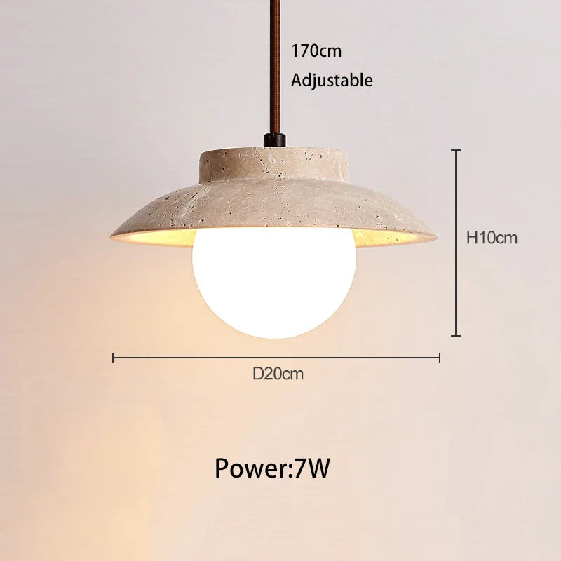 Elegante LED-Pendelleuchte aus Travertin
