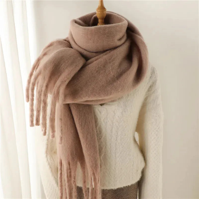 Schicker langer Winterschal mit Fransen für Damen