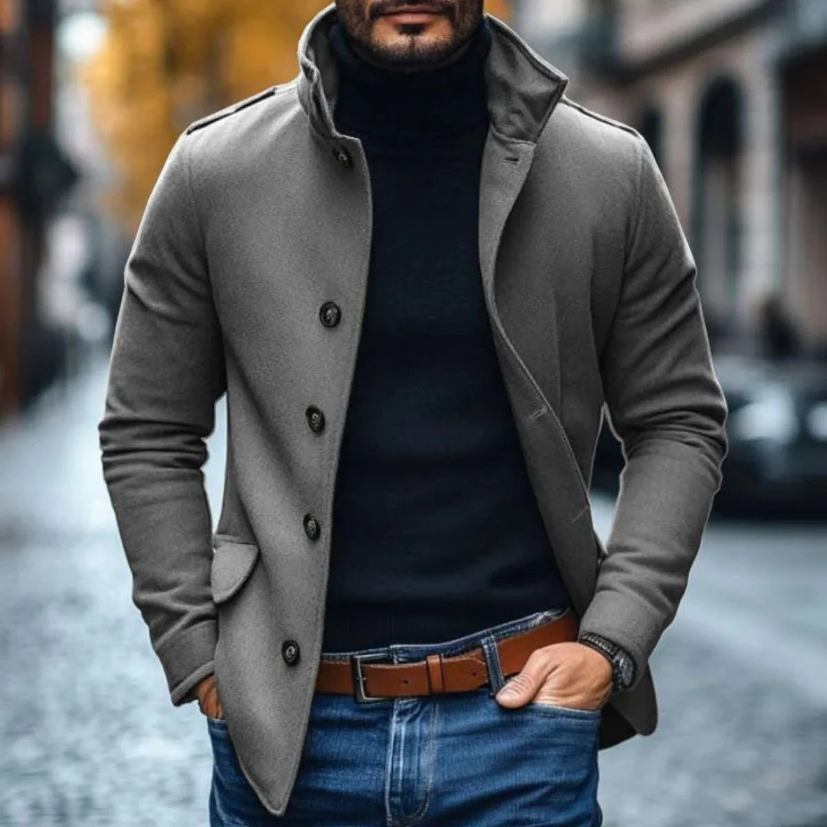 Tommy | Veste slim avec col montant et fermeture à boutons