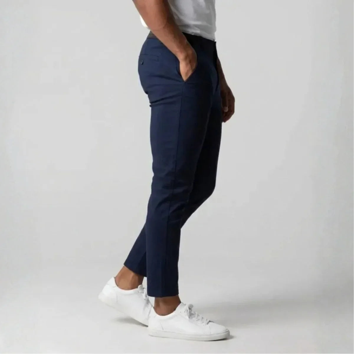 Pantalon chino slim stretch avec taille élastique