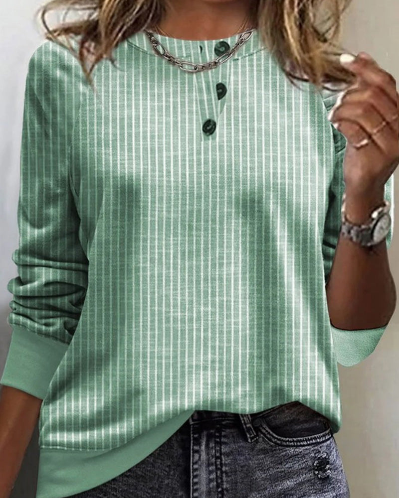 Striped Sweater with Round Neck