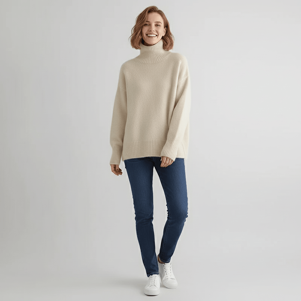 Warm Knitted Women's Turtleneck with Oversized Fit
