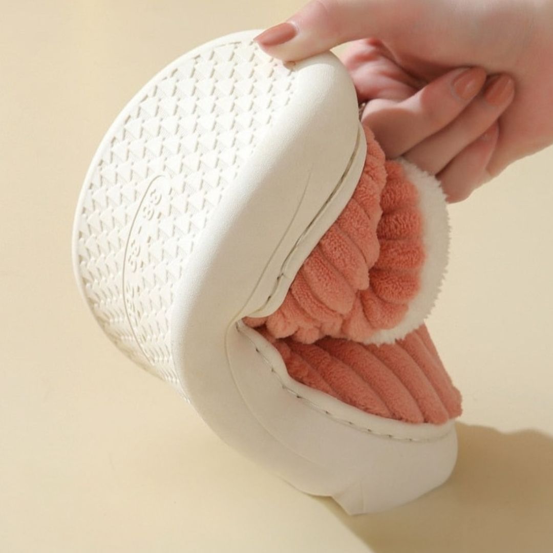 Winter Comfortable Slippers with Ribbed Texture for Women
