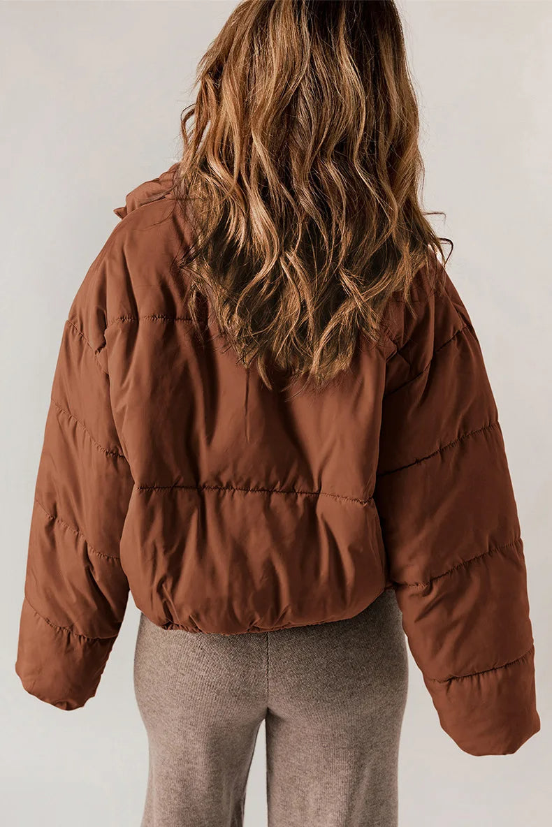 Women’s Short Warm Quilted Puffer Jacket with Hood