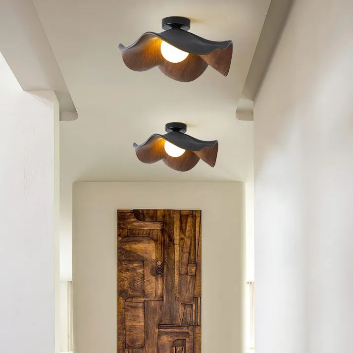 Suspension scandinave en bois en forme de lotus