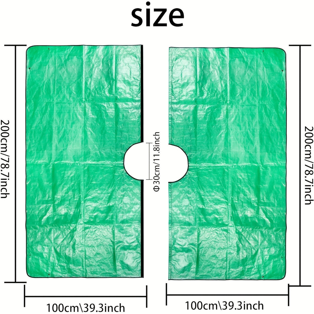 Lona grande para jardín con abertura para árbol – Impermeable, reutilizable y perfecta para podar