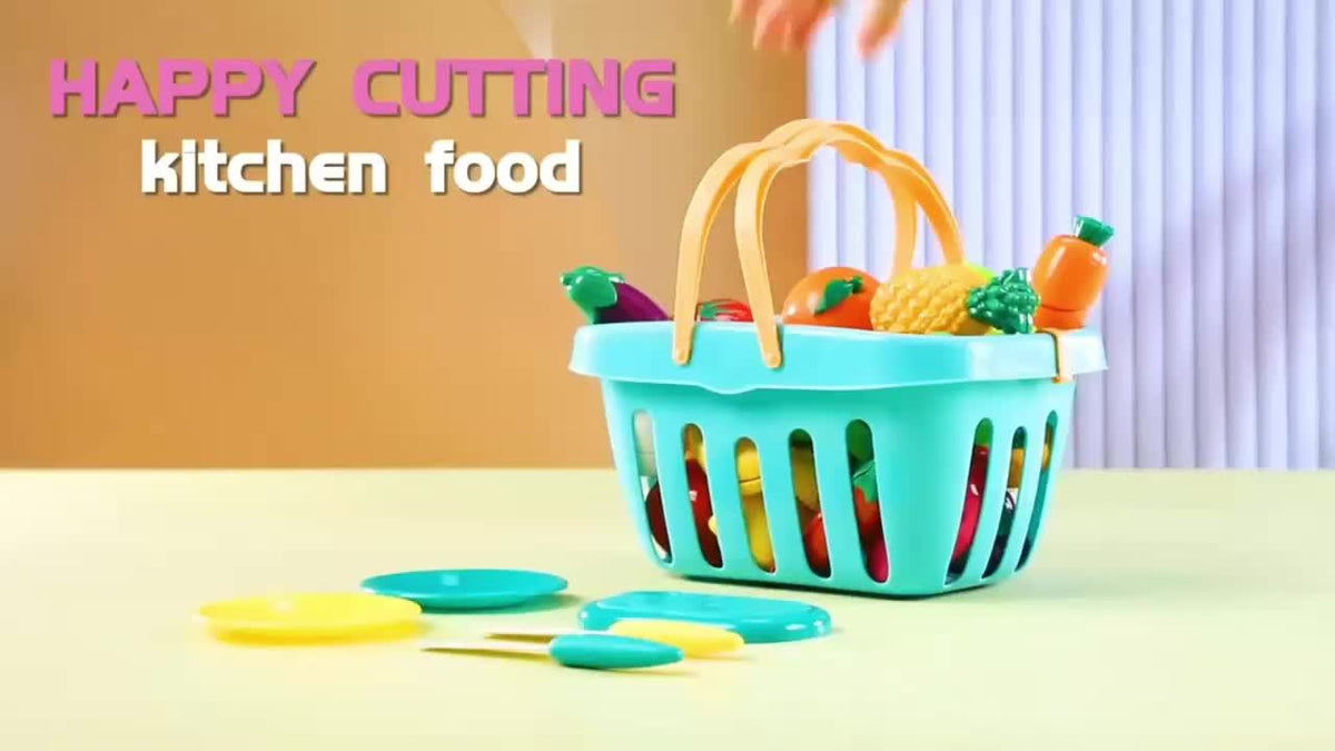 Juego educativo para cortar alimentos, frutas y verduras – Ideal para el aprendizaje temprano y los juegos de roles