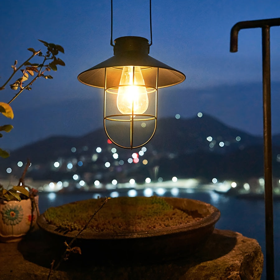 Set di 2 lanterne solari rétro – Lampade vintage da appendere in giardino e sul balcone