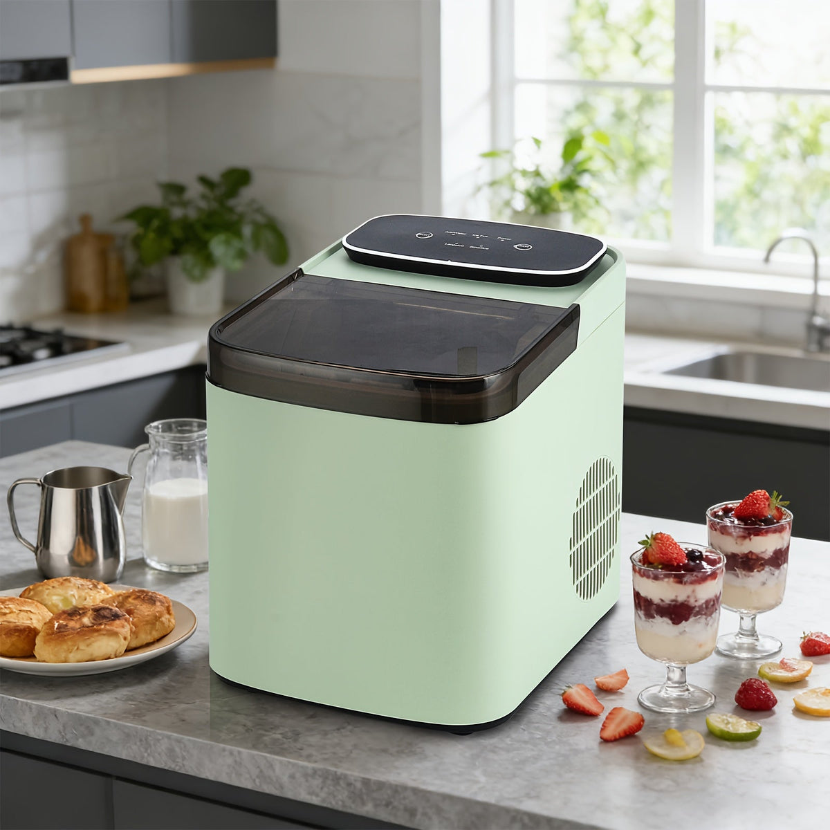 Máquina autolimpiable para hacer cubitos de hielo con dos tamaños para el uso diario