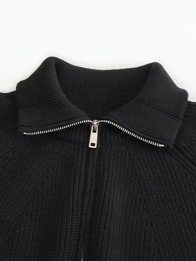 Pull zippé avec texture côtelée