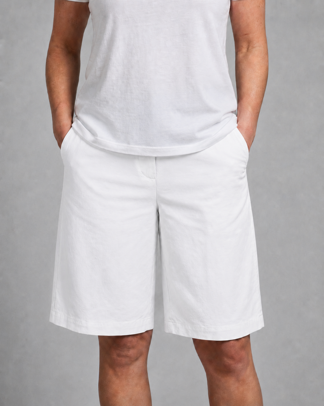 Ladies Casual Shorts with Drawstring and Side Pockets