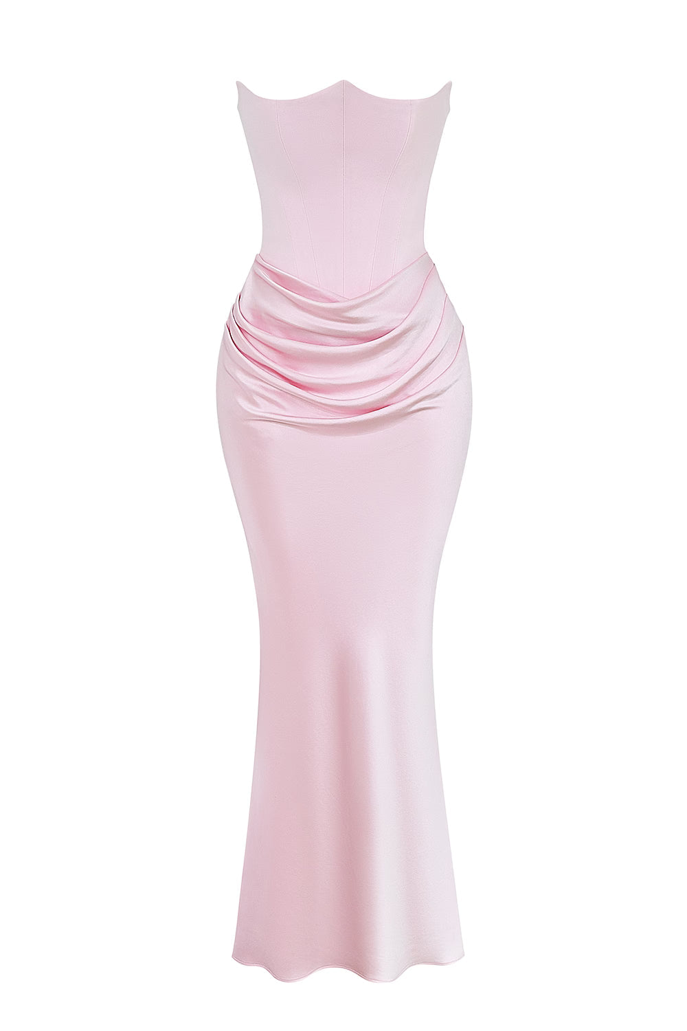 Ladies Elegant Strapless Maxi Dress with Long Skirt