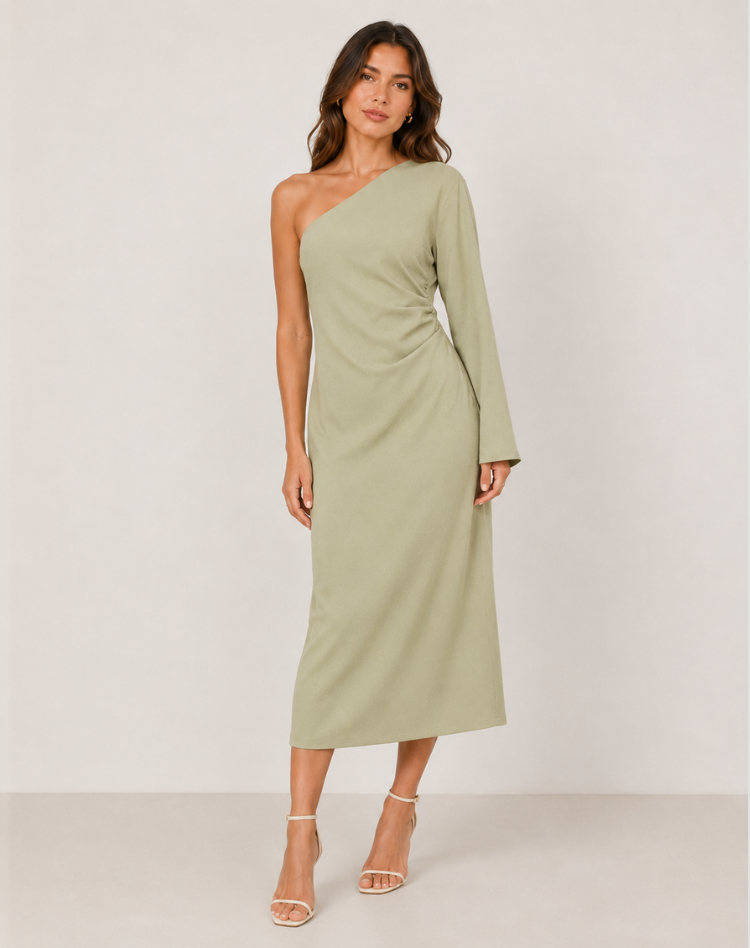 Zara - maxi šaty na jedno rameno s elegantním střihem