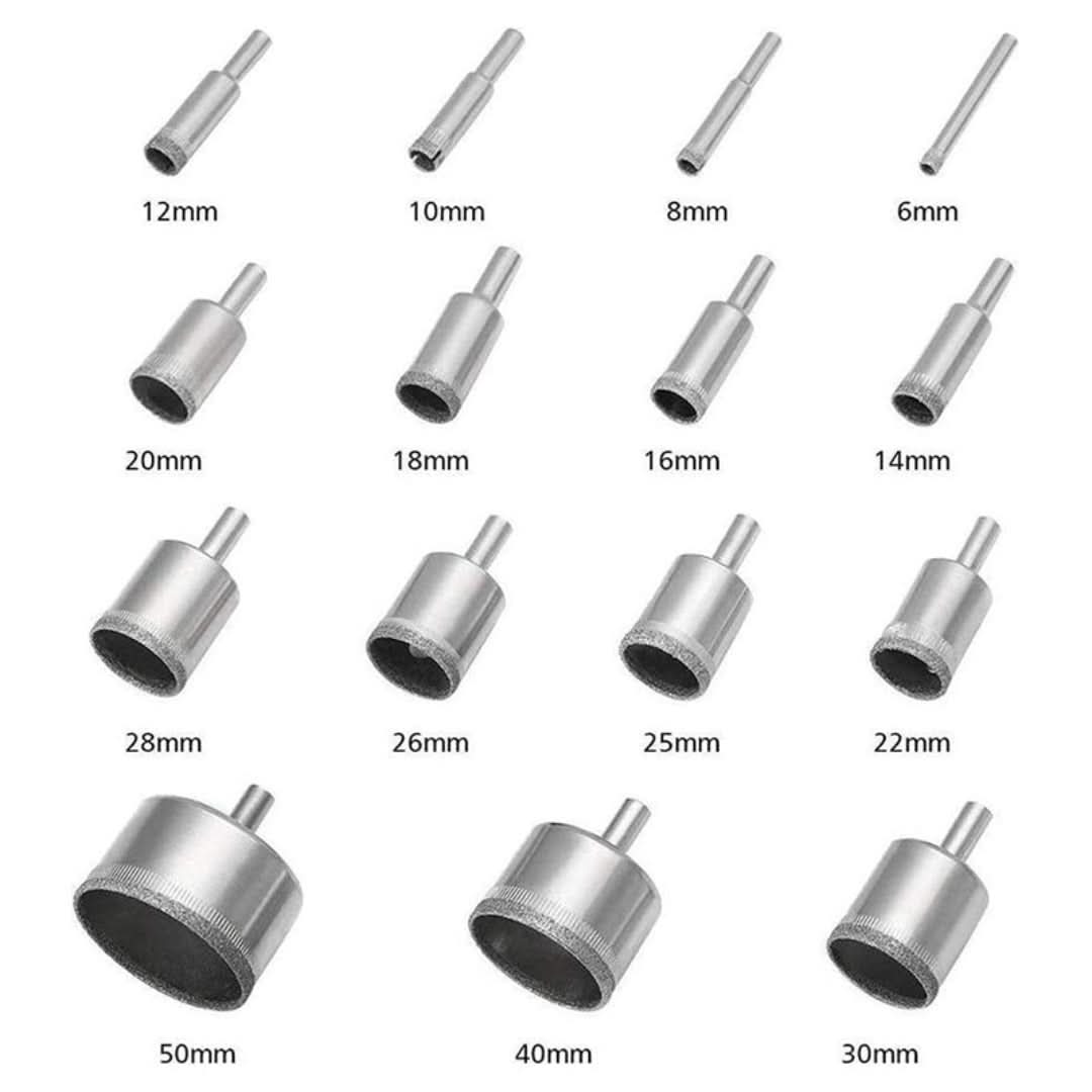 Diamantboorset - voor glas, marmer, graniet en steen
