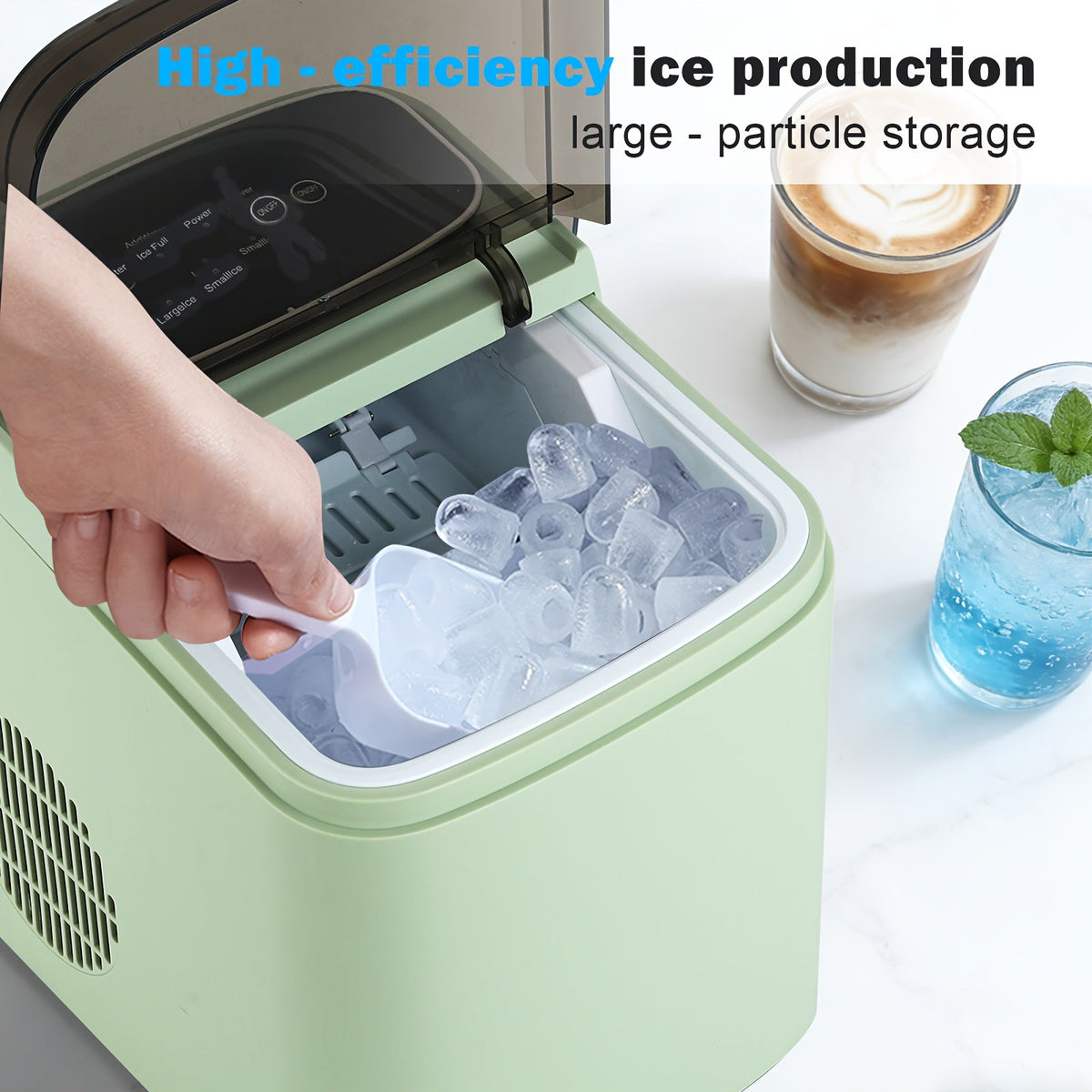 Máquina autolimpiable para hacer cubitos de hielo con dos tamaños para el uso diario