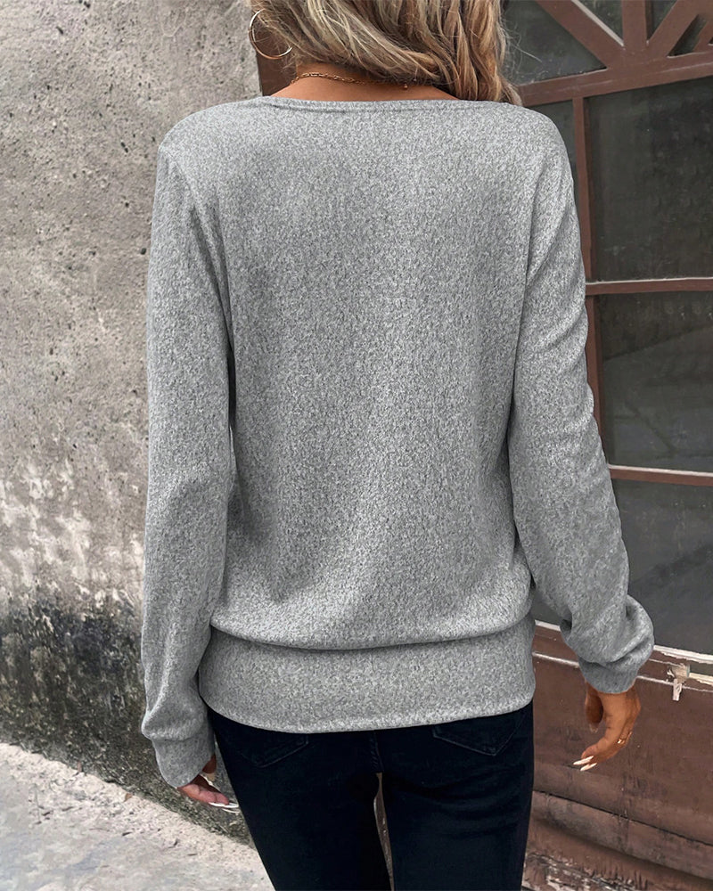 Haut patchwork uni avec encolure carrée