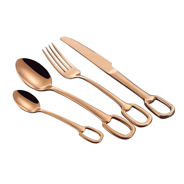 Set de couverts Ringlet élégant - Acier inoxydable 18/10 - Manche stylé en forme d’anneau