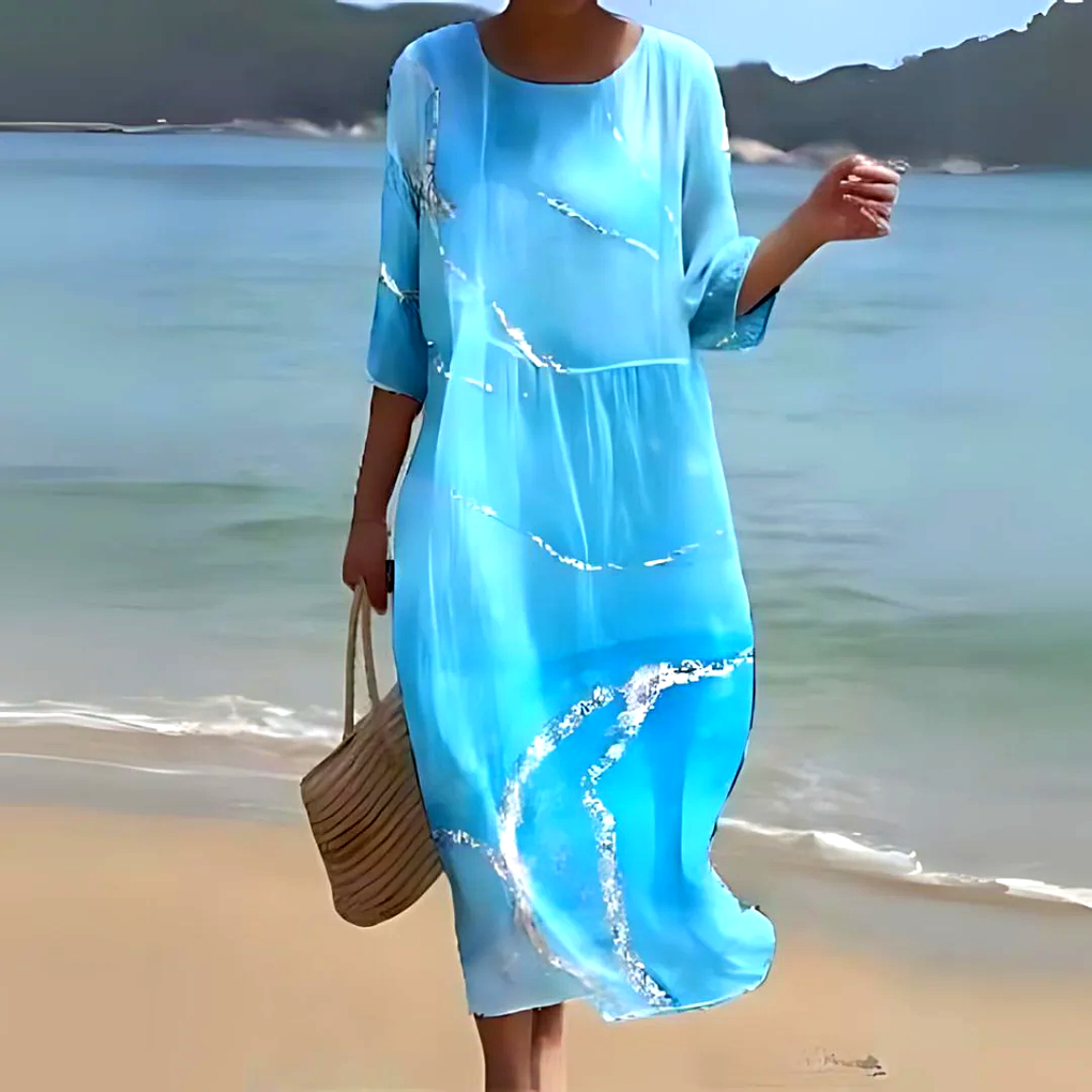 Abito midi elegante, fluido e leggero da donna