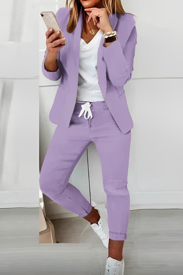 Ladies' Two-Piece Blazer and Trouser Set with Drawstring