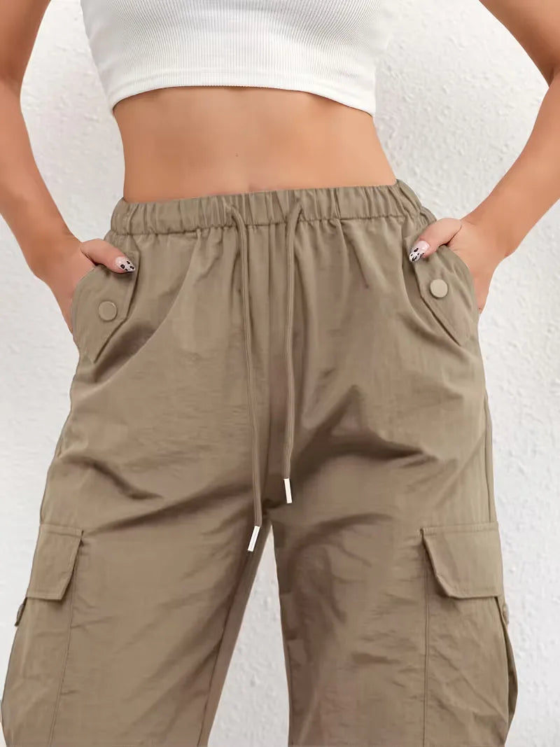 High-Waisted Cargo Trousers