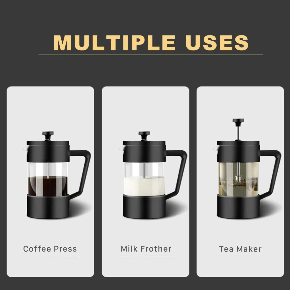 Cafeteira de êmbolo - vidro borossilicato - sabor perfeito - design duradouro