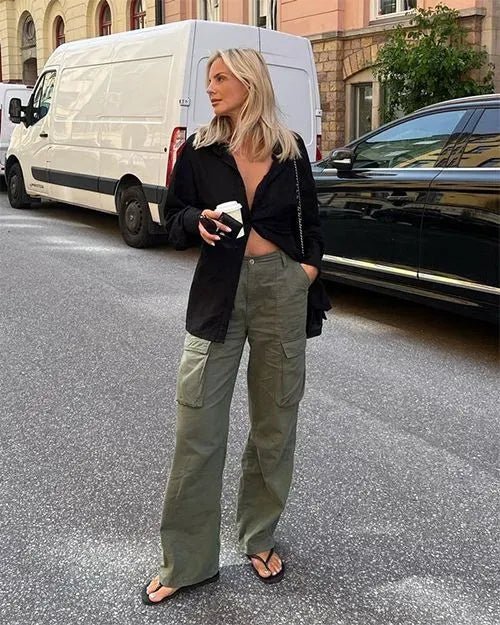 Cargo-Hose mit weitem Bein und Taschen für Damen
